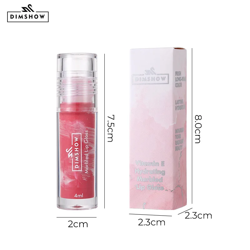 DIMSHOW 6 Colors Marbled Mirror Lip Glaze Texture Essence Moisturizing Lip Care Lip Gloss for Easy Lip Appearance