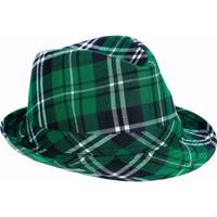 C9GE Niche Plaid Green Fedora Hat Patrick's Day Fisherman Hat Bucket Hat All-match for Boy Girl Youth Men Women Couples