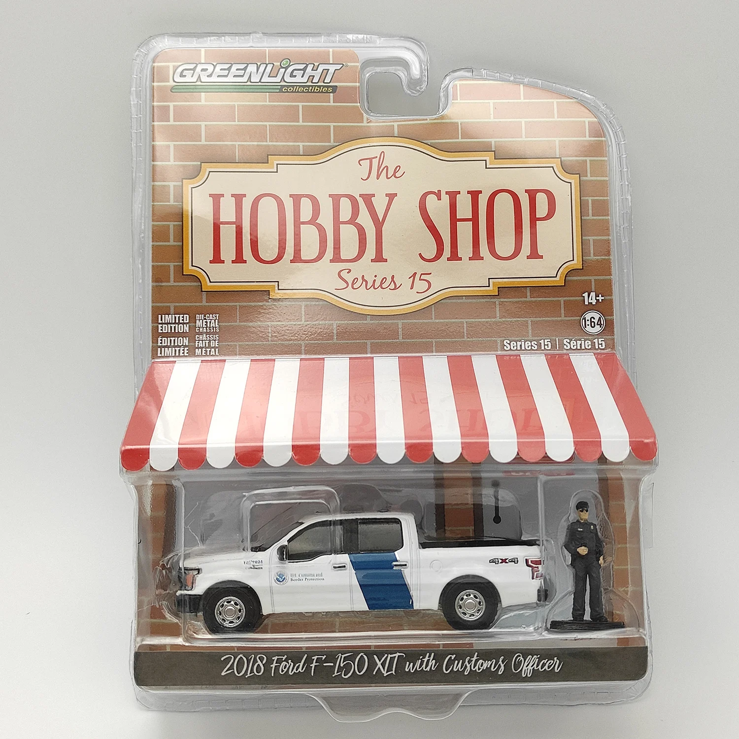 

Diecast 1:64 Scale 2018 Ford F-150 U.S. Customs Border Protection with Customs Action Figure 97150F Alloy Auto Model Toy Gift