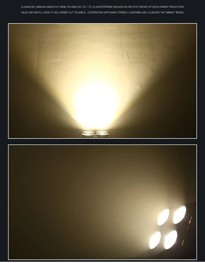 4 × 100 W COB-Publikums-DMX-Lichter, 4-Augen-COB-Verdunkelungslichter, LED, wird separat für Bühnenlichter für Disco-Partys und Aufführungen verwendet – Detail 4