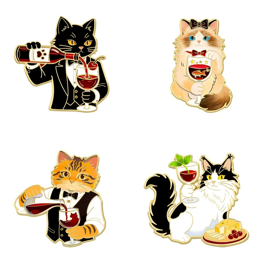 Bartender Cat Brooch - Cute Animal Wine Series Metal Brooch - Unique Fashion Accessories for Clothing, Bags, and More view 4