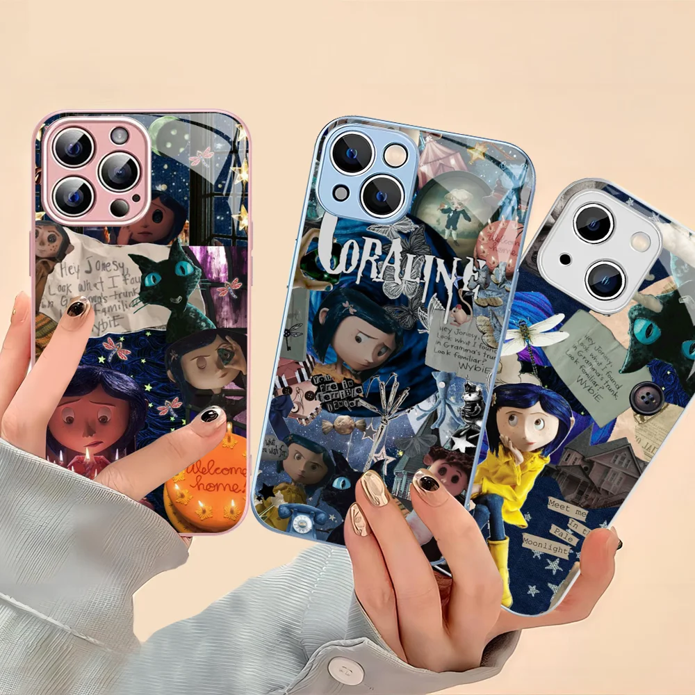 Anime C-coraline Phone Case For IPhone 14 13 12 Mini 11 Pro XS Max X XR 14 Plus Tempered Glass Cover