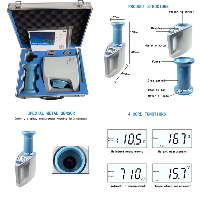 Grain Moisture Meter for Rice and Wheat Digital Automatic High Precision Test Detector for LDS-1G