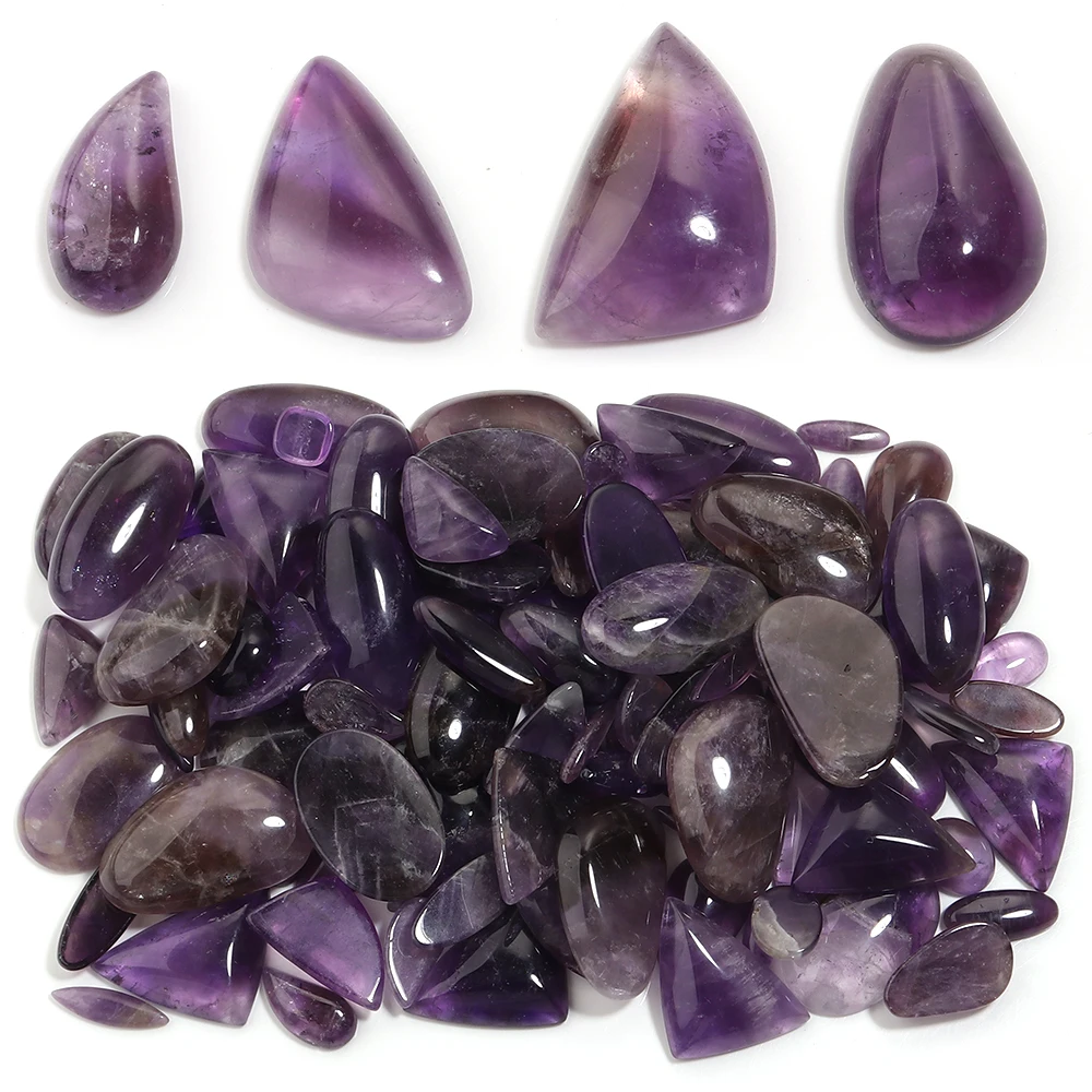 

5 шт./лот, фиолетовые аметисты, кабошонные бусины, нерегулярные бусины из натурального камня, кабошон с плоской задней частью, камеиные бусины для самостоятельного изготовления ювелирных изделий, кулон