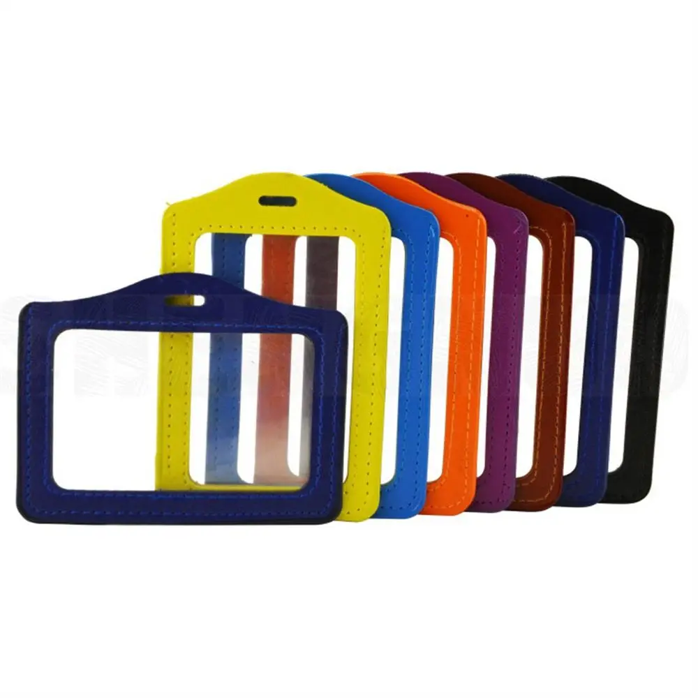 

PU Leather ID Badge Case Transparent Work Identity Business Card Holder Double-Sided Bank Card Name Card Cover Bus Card