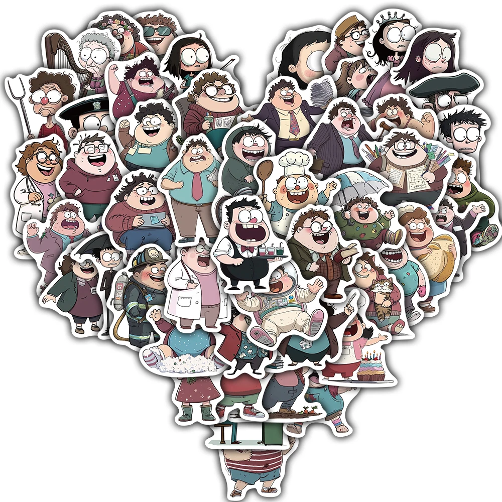 50PCS Clumsy Cartoon Charaktere Aufkleber Cartoon Skateboard Harajuku Telefon Graffiti Fahrrad Coole Auto Wasserdichte Auto Aufkleber Aufkleber