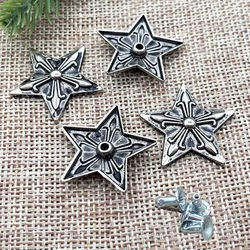 10 Pcs Metal Conchos Rivet Stud Spike Button Rivets for Leather Bag Decor Clothes Shoes DIY Craft Accessories Five Pointed Star