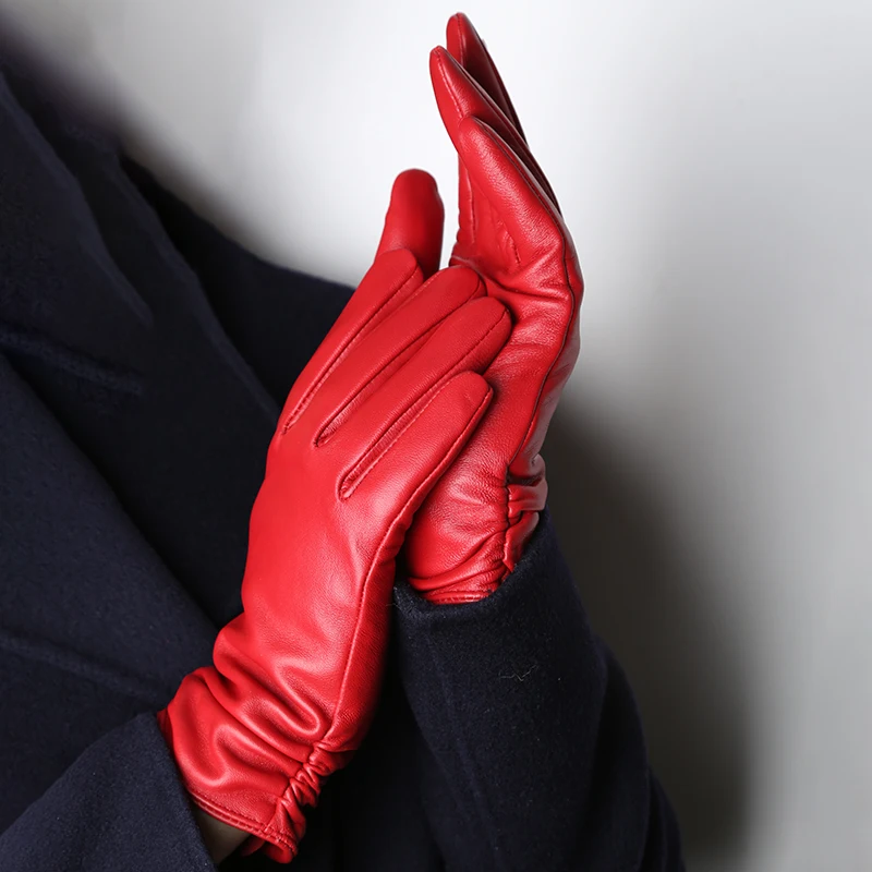 Hot Sale Genuine Sheepskin Women\'s Winter Leather Gloves Warm Driving Casual Multi-color Optional -2081