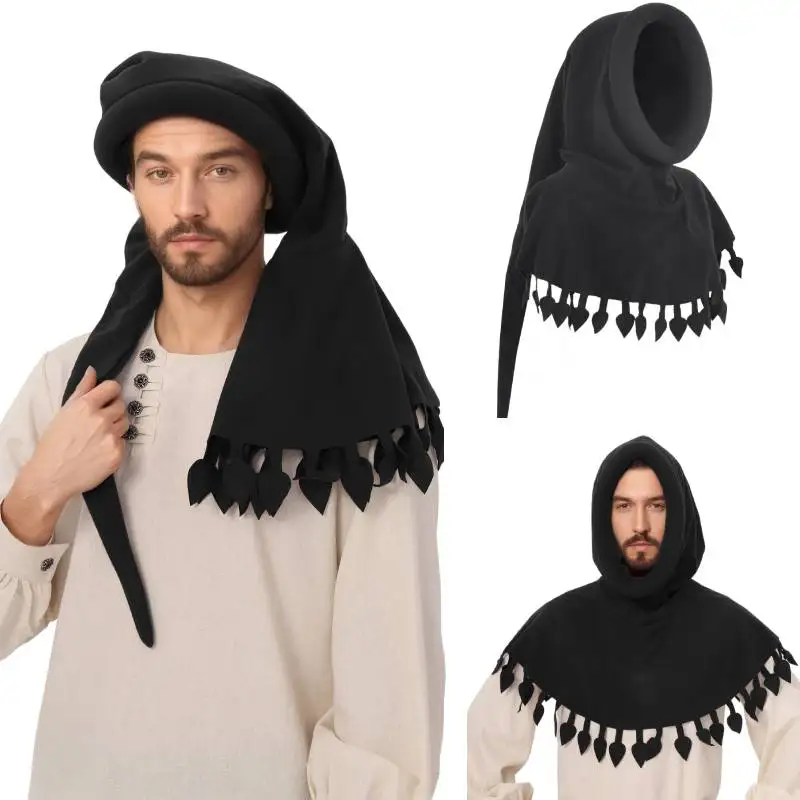 

DAZCOS Medieval Chaperone Hat with Liripipe 15th Century Chaperon Hood Cowl Hood for Halloween Faire Festival LARP Accessories