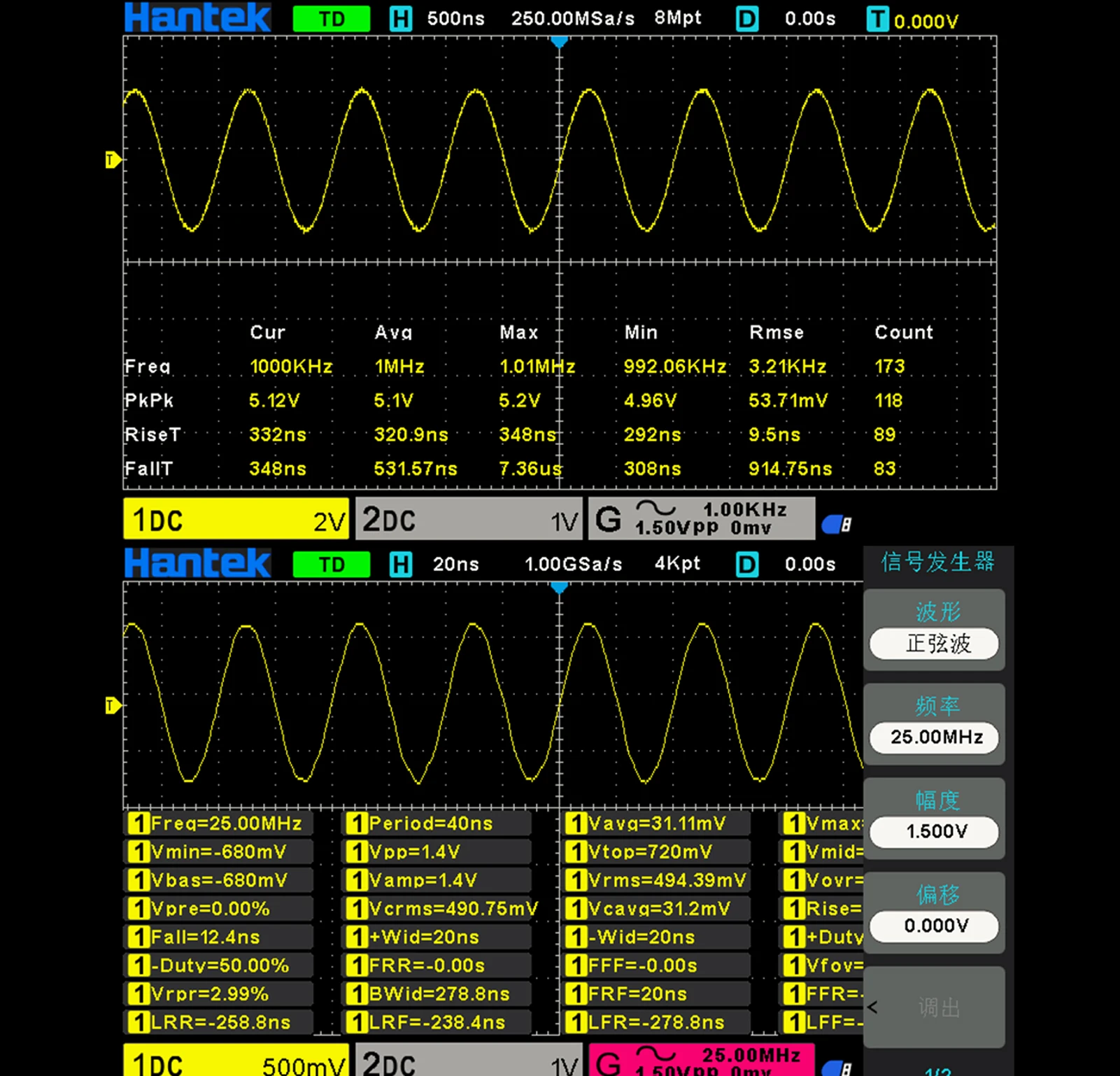 Hantek DSO2D15 Digital Oscilloscope Meter Oscillograph Oscillometer 2 Channels 150MHz Band Width 1GSa/s Sampling Rate 800 * 480