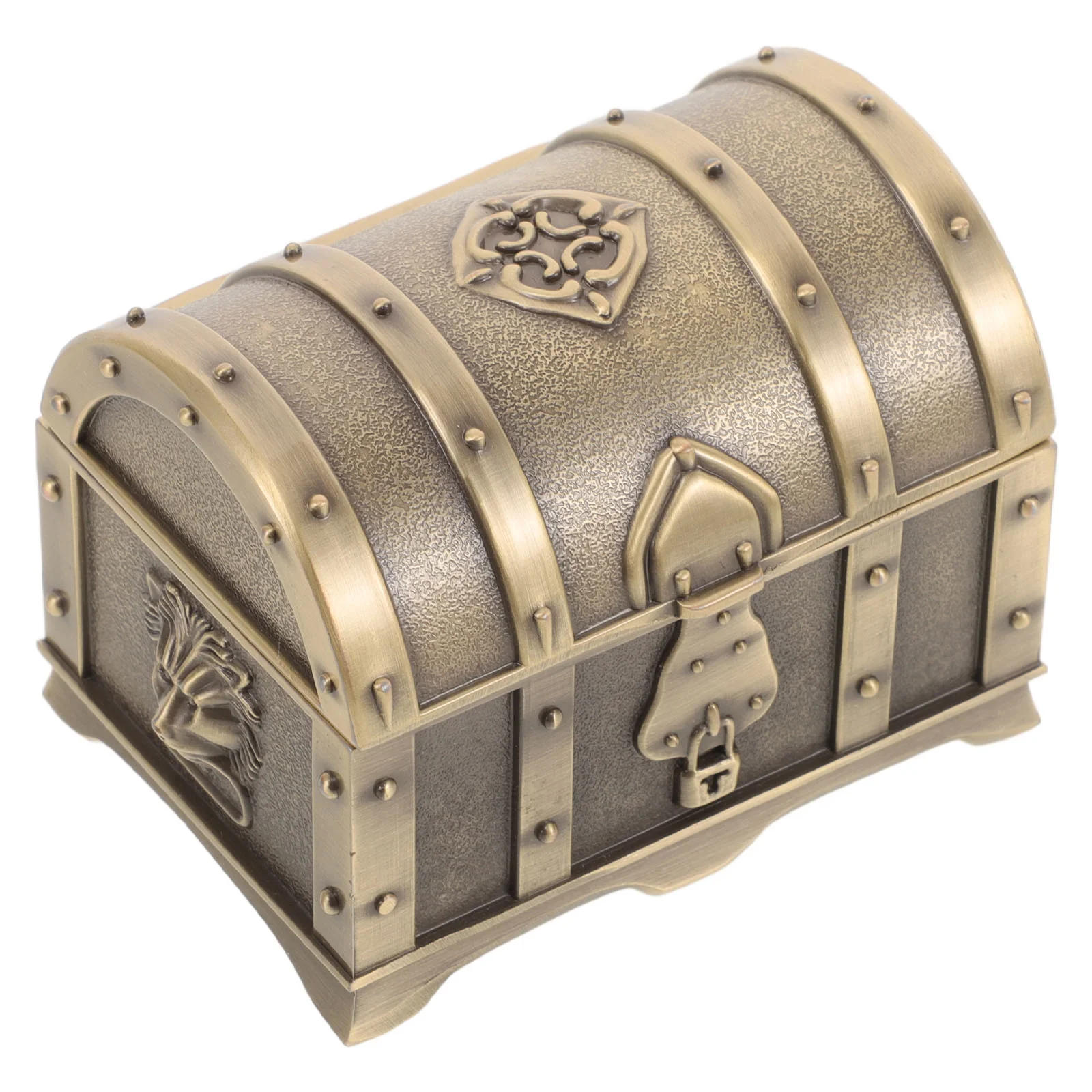 Treasure Chest Jewelry Box Earring Storage Case Packing Boxes Retro with Lock Decorative Cases