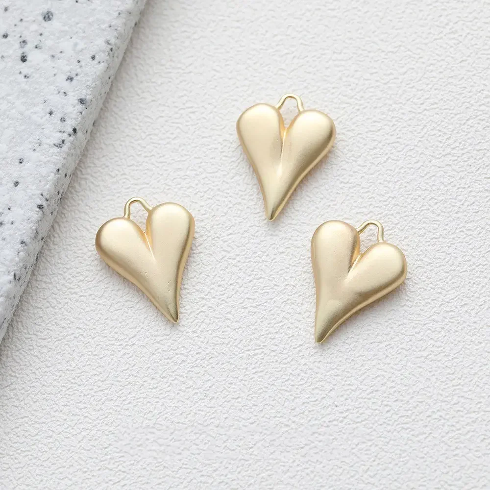 4PCS 14k Gold Plated Love Pendant for Jewelry Findings Necklace Diy Earrings Supplies Hand Made Copper Accessories