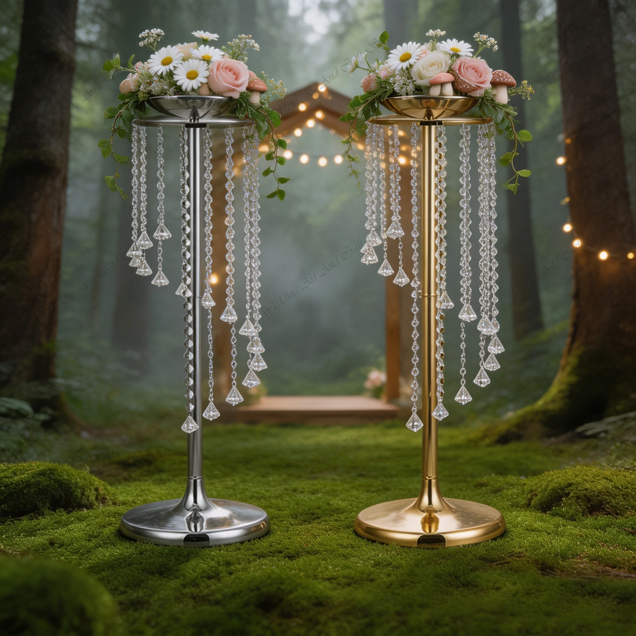 10 buah Vas Bunga Kristal Emas - Centerpiece Vase Tall ulasan dan harga