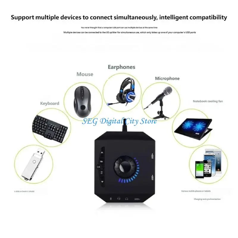 

U75B Multiple Port USB Sound Card for Headphones and Microphones on Laptop Plugs Play