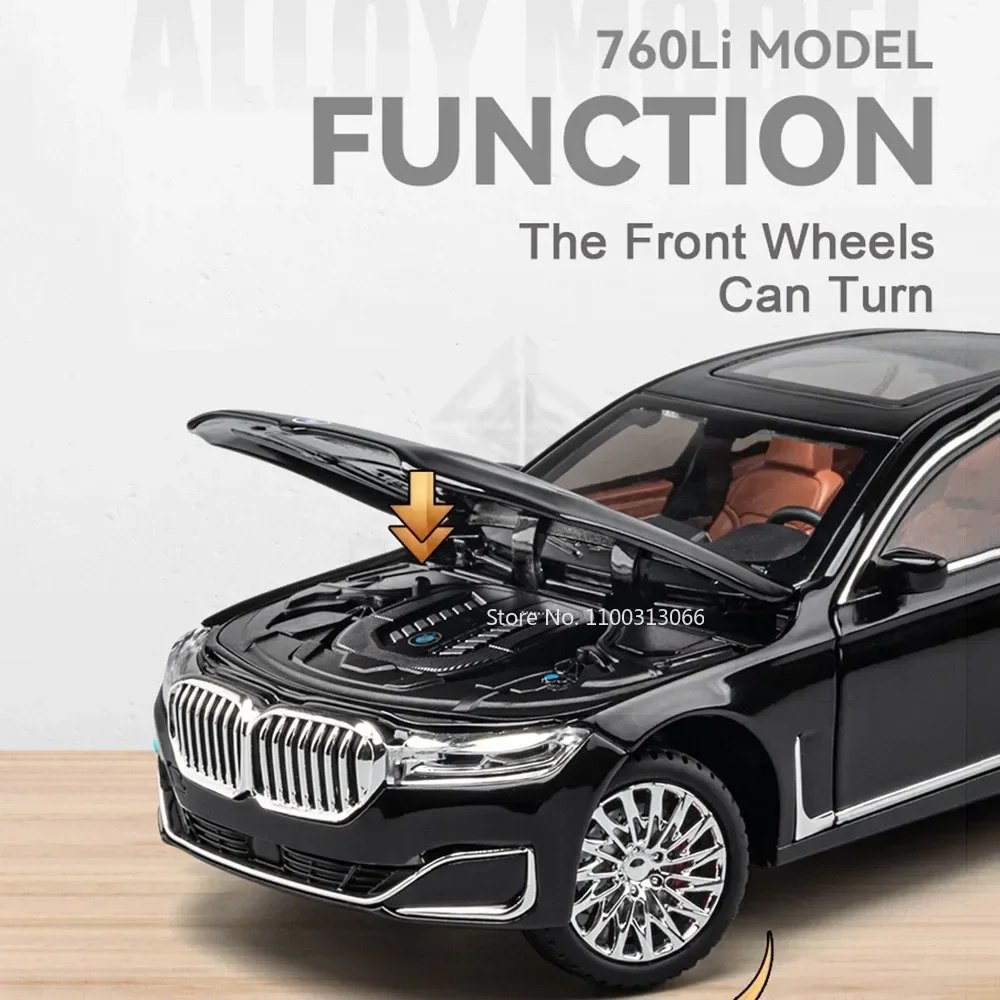 1/24 스케일 760Li 장난감 모델 자동차 합금 다이 캐스트 차량 모델 빛과 소리 시뮬레이션 된 자동차 장난감 어린이 선물 컬렉션