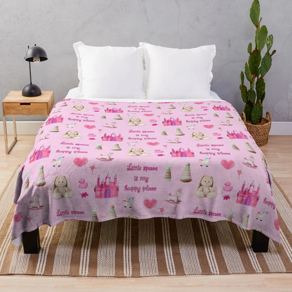 Little space is my happy place (femme sticker set) Throw Blanket Sleeping Bag Hairys Blankets