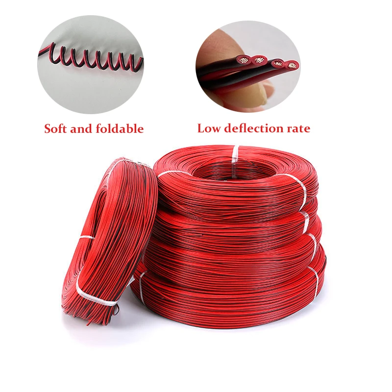 2 Pin Red Black UL2468 Wire 30/28/26/24/22/20/18/16AWG Tinned Copper PVC Electrical Cable Can Be Used For Automotive LED Lights