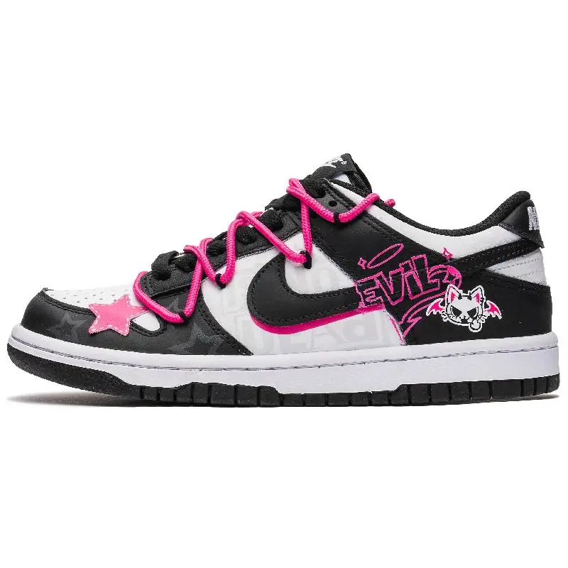

[На заказ Женская звезда кот] Женские туфли для скейтборда Nike Dunk с низким берцем черного цвета