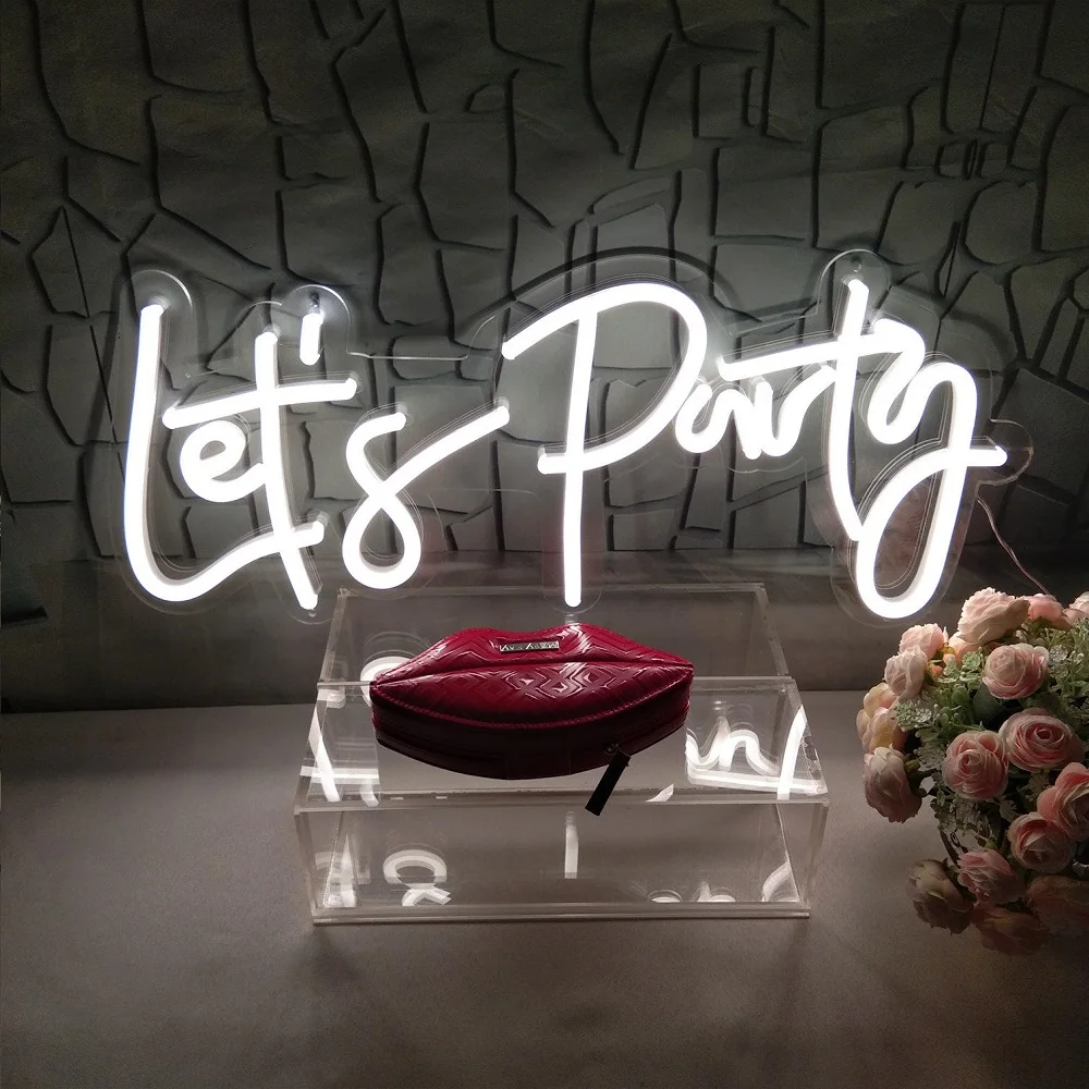 

Let Party Led Neon Lights Happy Birthday Neon Sign Made With Transparent Acrylic For Indoor Wedding Birthday Party Decoration