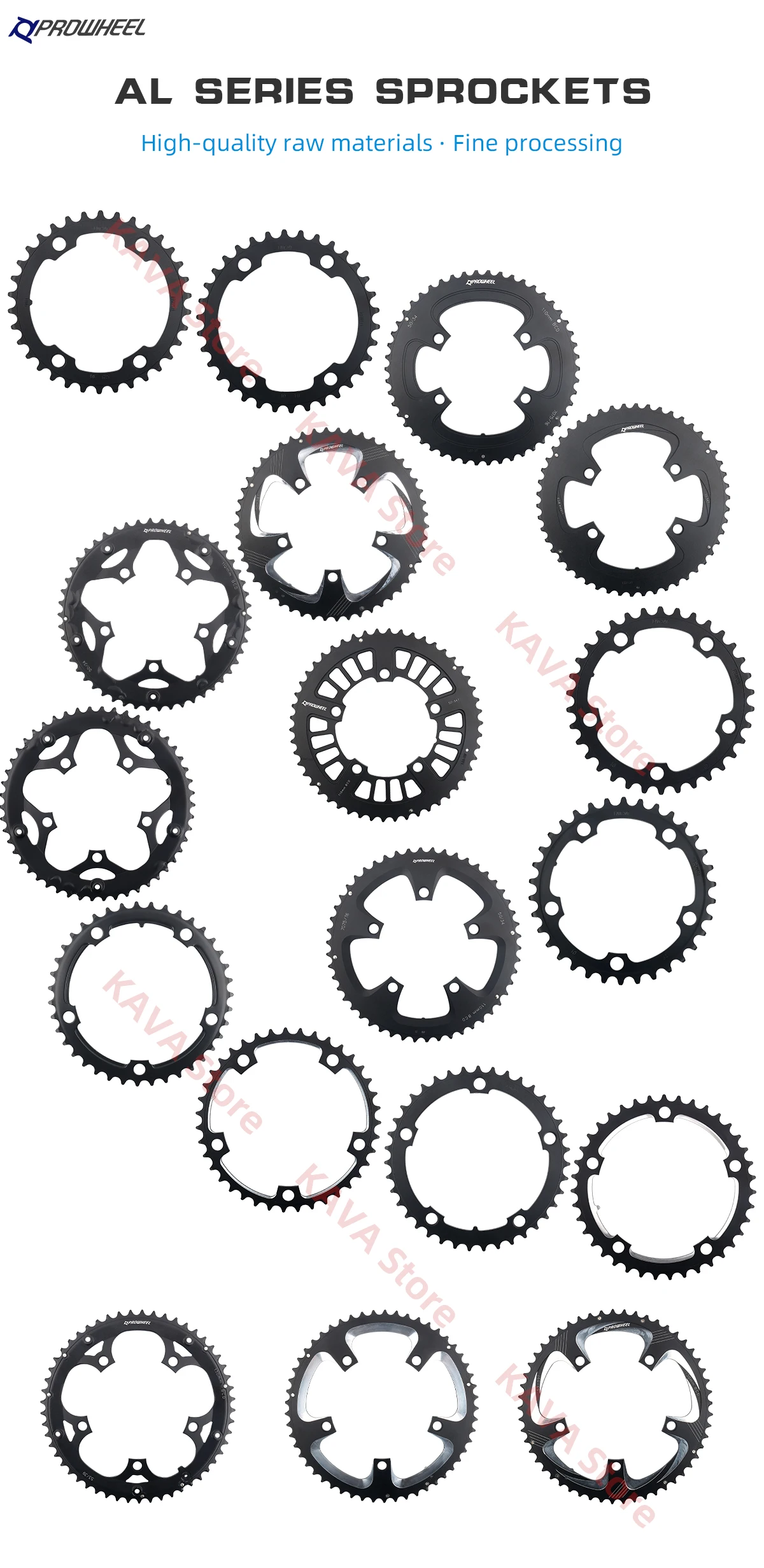 PROWHEEL Rennrad Kettenräder 110/130BCD Kurbelgarnitur Kettenblatt 34/39/50/53T Kettenblatt 8/9/10/11/12 Geschwindigkeit Fahrrad Zahnplatte Teile – Detail 1