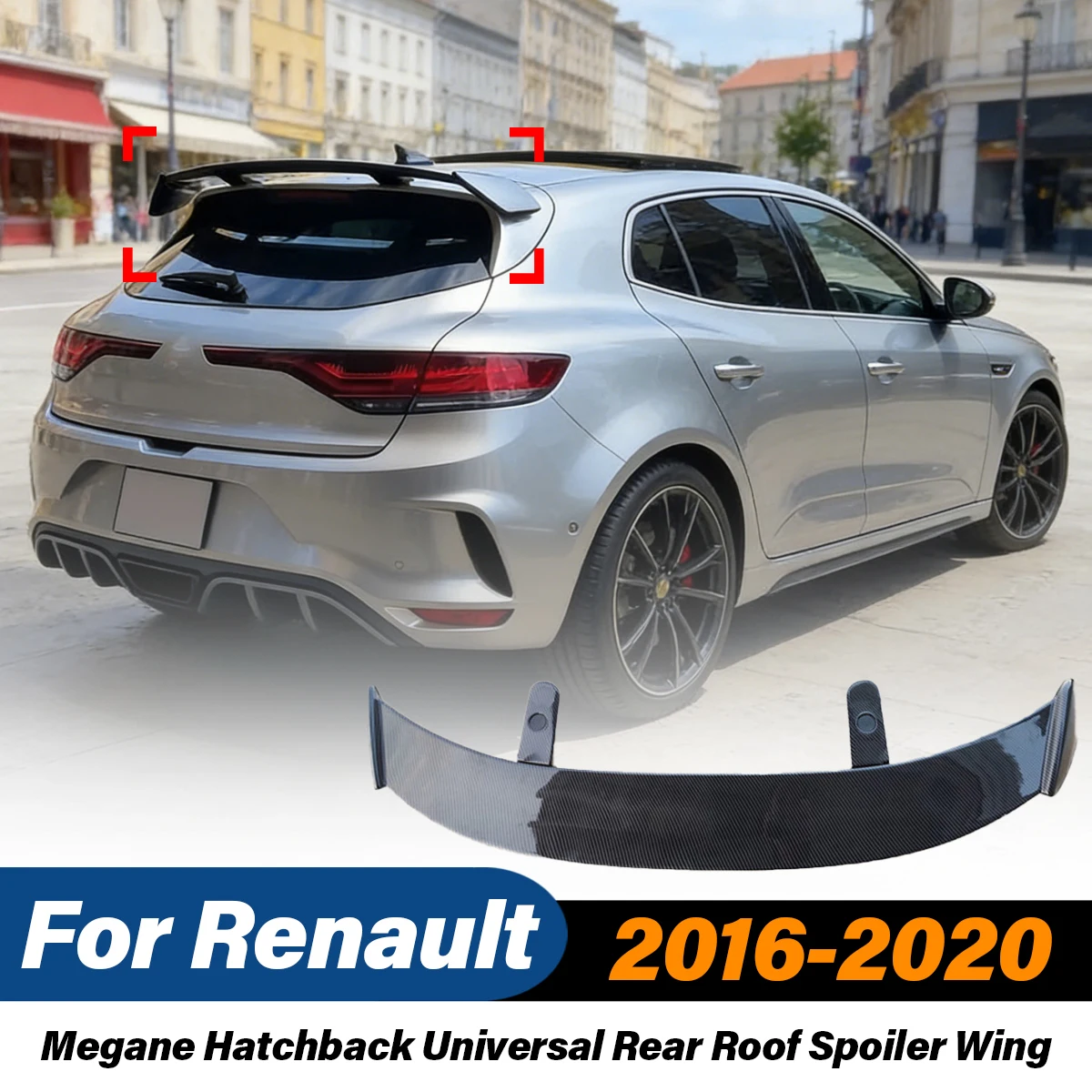 

For Renault Megane Hatchback 2016 2017 2018 2019 2020 Universal Rear Roof Spoiler Gloss Black Fixed Wing Splitter Car Body Kit