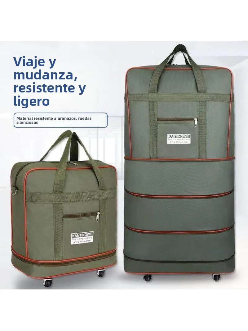 Bolsa de equipaje plegable de gran capacidad de tela Oxford con ruedas para viajes aéreos, mudanzas y excursiones, maleta de ...
