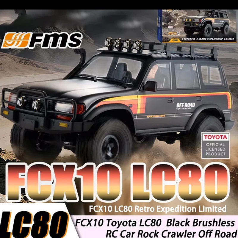 

2026 FMS 1/10 FCX10 LC80 Land Cruiser Black Brushless RC Rock Crawler 22KM/H Off Road RC Cars Metal Servo RC Boy Gifts