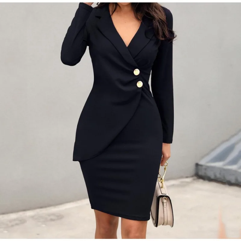 

2025 New Slim-fit Hip-wrapped Bottom-breasted Professional Dress