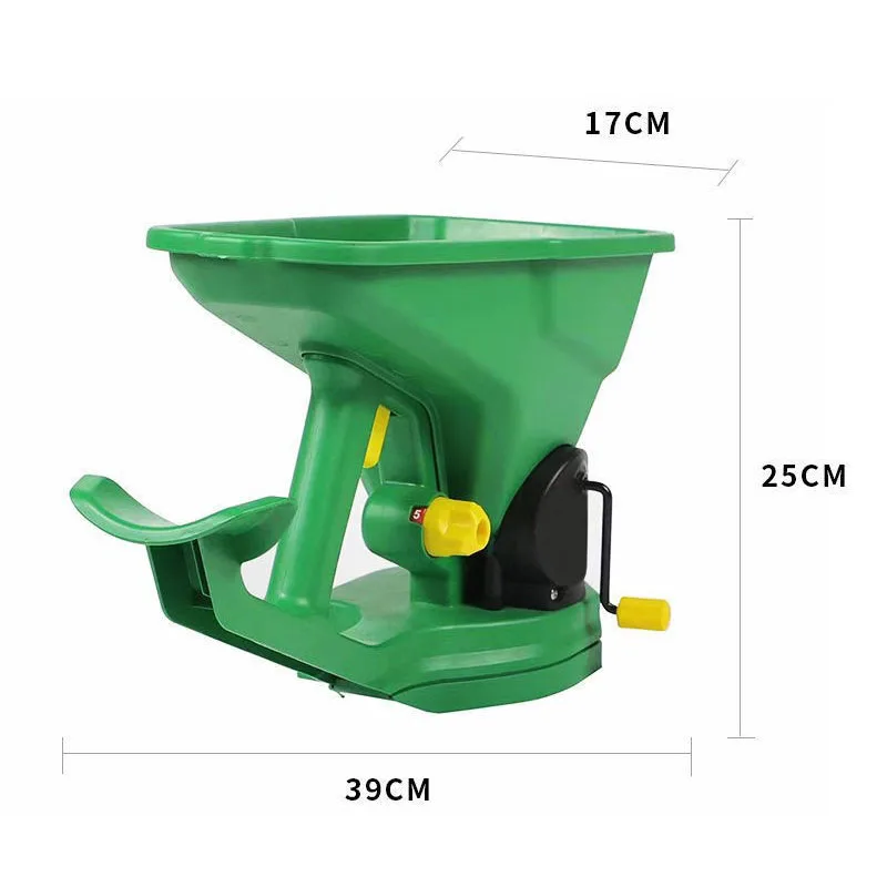 Hand Crank Seed Spreader 1.5L Portable Handheld Fertilizer Spreader Multi-use for Grass Seed Granular Fertilizer Salt Ice Melt