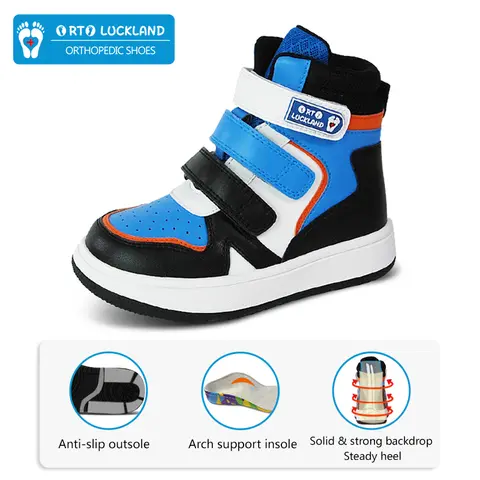 Ortoluckland Scarpe casual per bambini Sneaker in pelle ortopedica per bambini Ragazzi Ragazze Sportive Scuola Tennis Stivali primaverili invernali da 3 a 14 anni