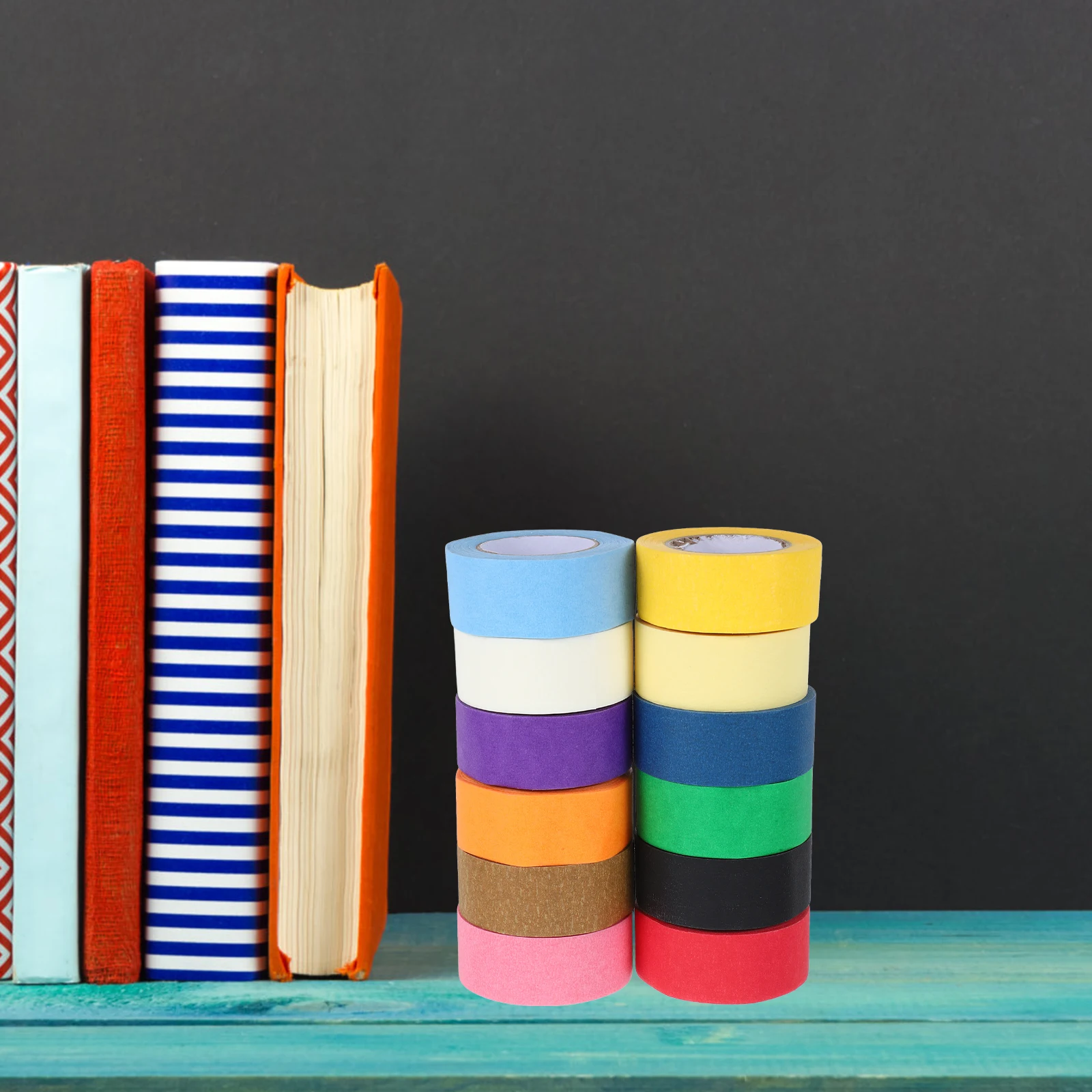 

12 Rolls Colored Tape Decorative Washi Craft Adhesive Bulk Solid Colors Wrapping Journaling Supplies Scrapbook Student