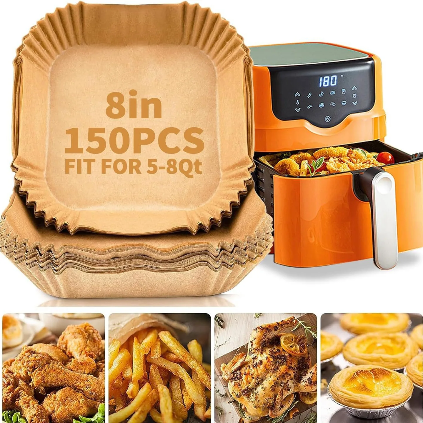 50pcs/set Air Fryer Disposable Paper Parchment Wood Pulp Steamer Cheesecake Air Fryer Accessories Baking Paper For Air Fryer