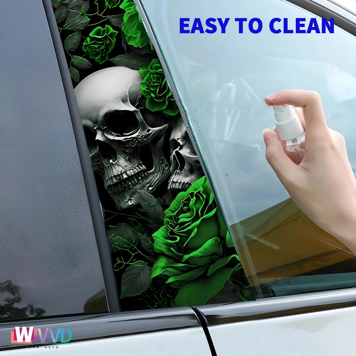 1pc/2pcs Car Stickers Skull B-pillar Vinyl Decals Waterproof Auto Center Pillar Sticker Cover Scratches Vehicle Decor