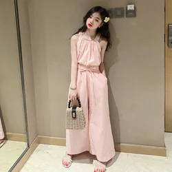 Children Clothing Set Summer 2026 Vest Wide Leg Pants Two Pieces Teenage Kids Outfits Groups Pink Girls Clothes 10 12 16 Years