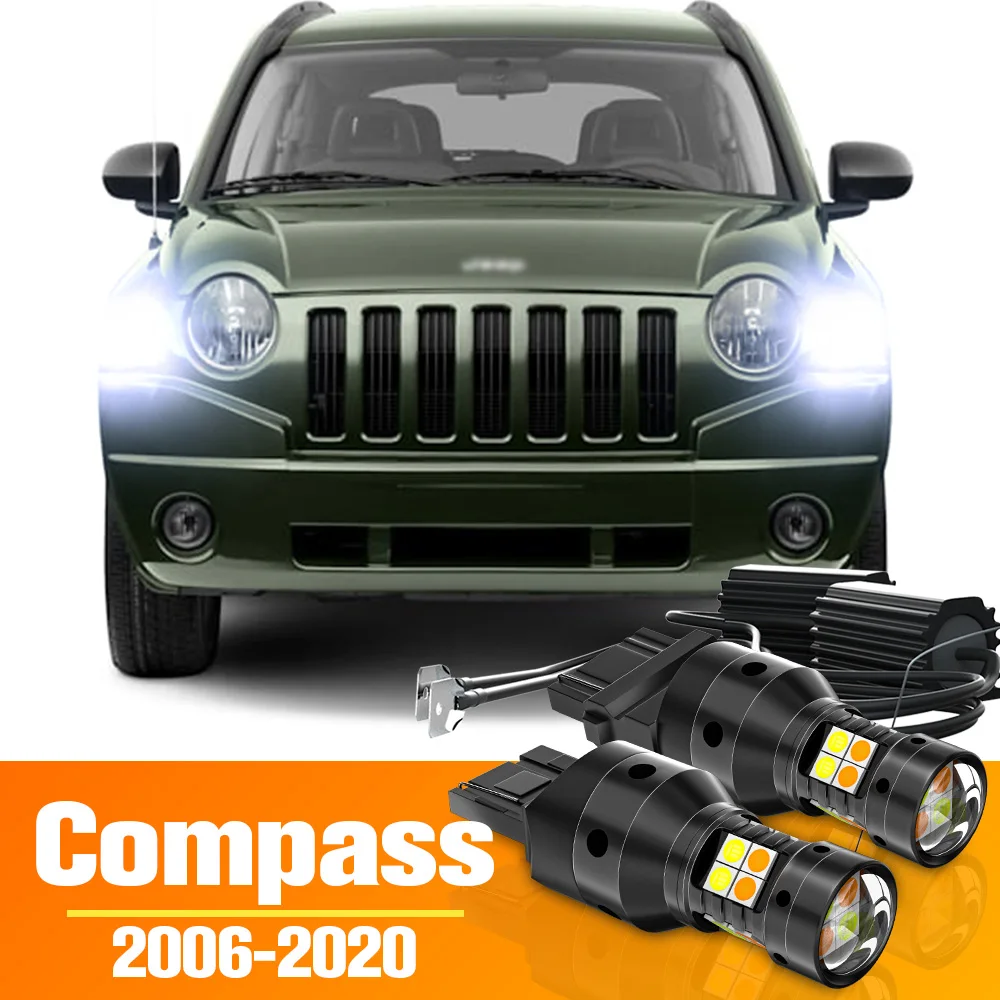 2pcs Dual Mode LED Turn Signal+Daytime Running Light DRL Accessories For Jeep Compass MK MP 2006-2020 2010 2011 2012 2013 2014