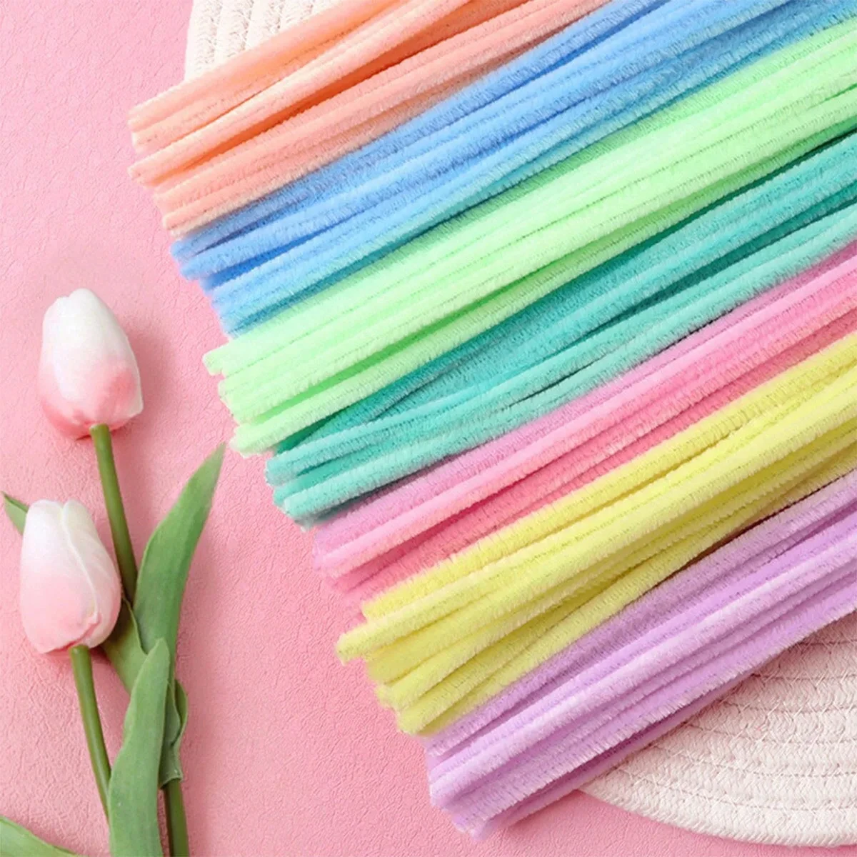 100pcs 30cm Chenille Stems Stick Cleaners Kids Educational Toys Handmade Colorful Chenille Stems Pipe for DIY Craft Supplies