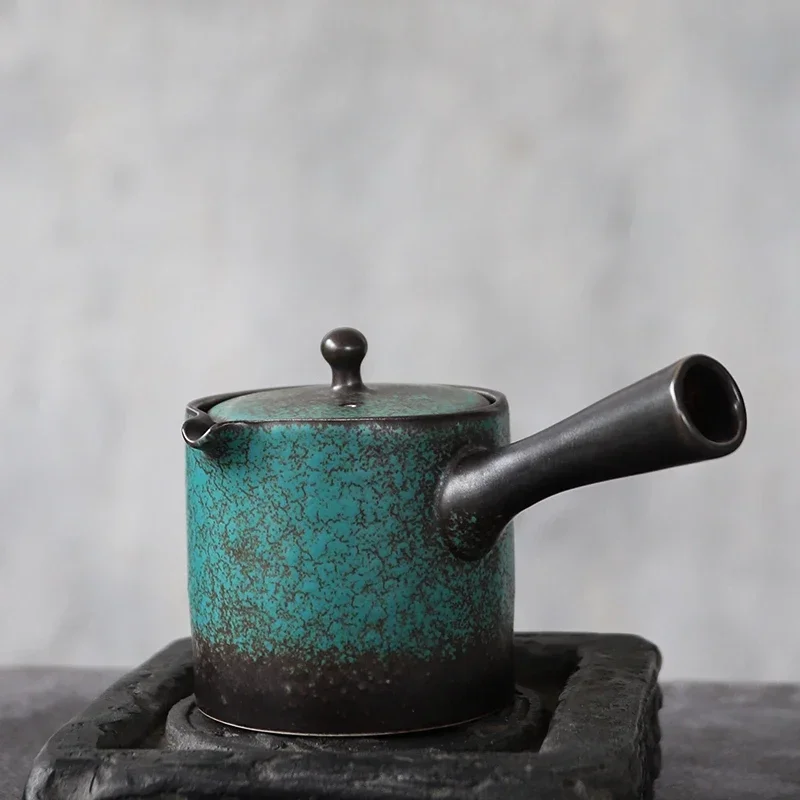 Ceramic Kyusu Teapot Green Traditional Chinese Tea Pot