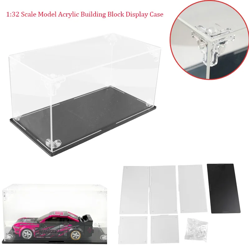 

Transparent Acrylic Display Case For 1:32 Scale Car Model Building Blocks Ornament Assembled Clear Dust Cover Bricks Toys Parts