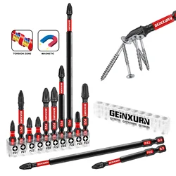 Geinxurn Pozidriv Impact Tough Screwdriver Power Bit Set(PZ1,PZ2,PZ3), S2 Alloy Steel Bit with Storage Organizer