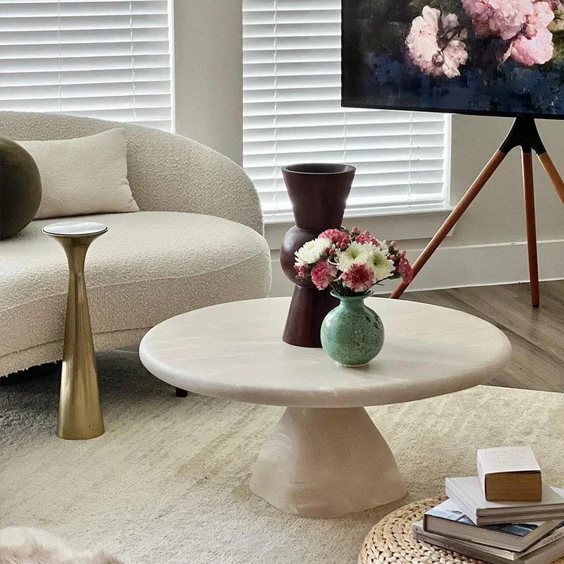 

For Mesa centro morna y única diseño, mesa auxiliar lujo blanca resina para sala estar, centro redondo, muebles nórdicos