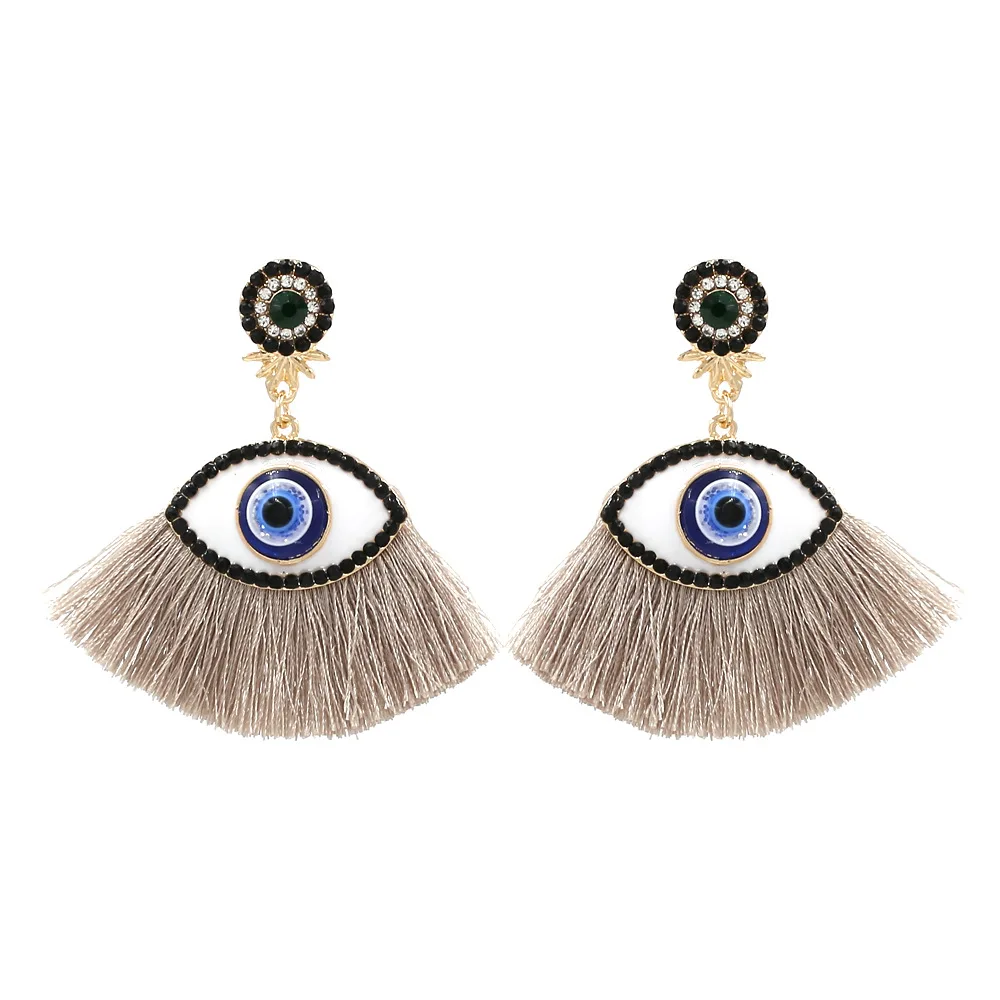 New Fashion Tassel Eye Earrings Diamond Street Shooting Devil's Eye Earrings Pendant Popular Earrings Women
