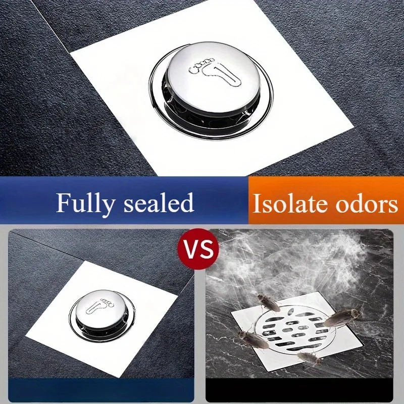 Durable Press-Type Floor Drain Stainless Steel Shower Foot Floor Drain Pop Up Bounce Pedal Type Sewer Floor Mouned Strainer