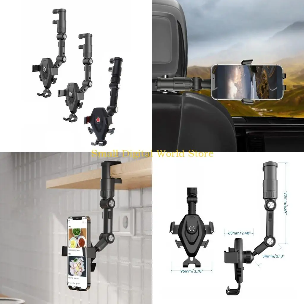 

77UB 360 Degree-Rotation Dash-Cam Mount Mobile Phones Holder Car SUV Adjustable Stand Rearview Mirror Mount GPS Phone Bracket