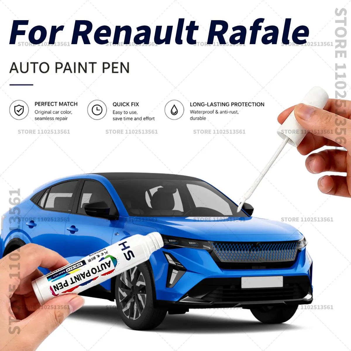 Quick Dry Car Touch Up Paint Pen Auto Scratch Repair Brush for Paint Chips Scratches and Scuffs For Renault Rafale 2024-2025
