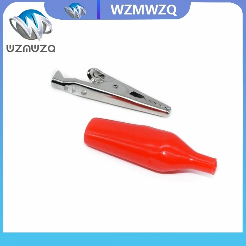 10pcs/lot 28MM Metal Alligator Clip G98 Crocodile Electrical Clamp for Testing Probe Meter Black and Red with Plastic Boot Rated
