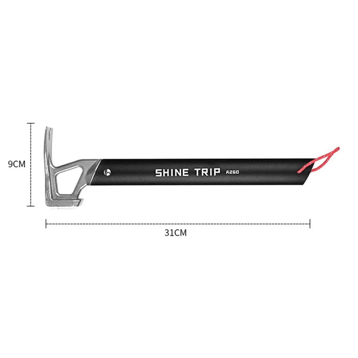 ShineTrip Stainless Steel Camping Hammer Outdoor Multi-Function Tool Portable Lightweight Aluminum Tent Nail Hammer