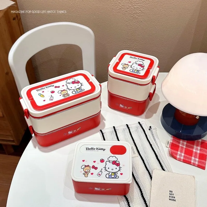 

Anime Sanrio Hello Kitty Thermal Lunch Box Stainless Steel Double Layer Microwave Safe for Students Office Workers Kawaii Gift