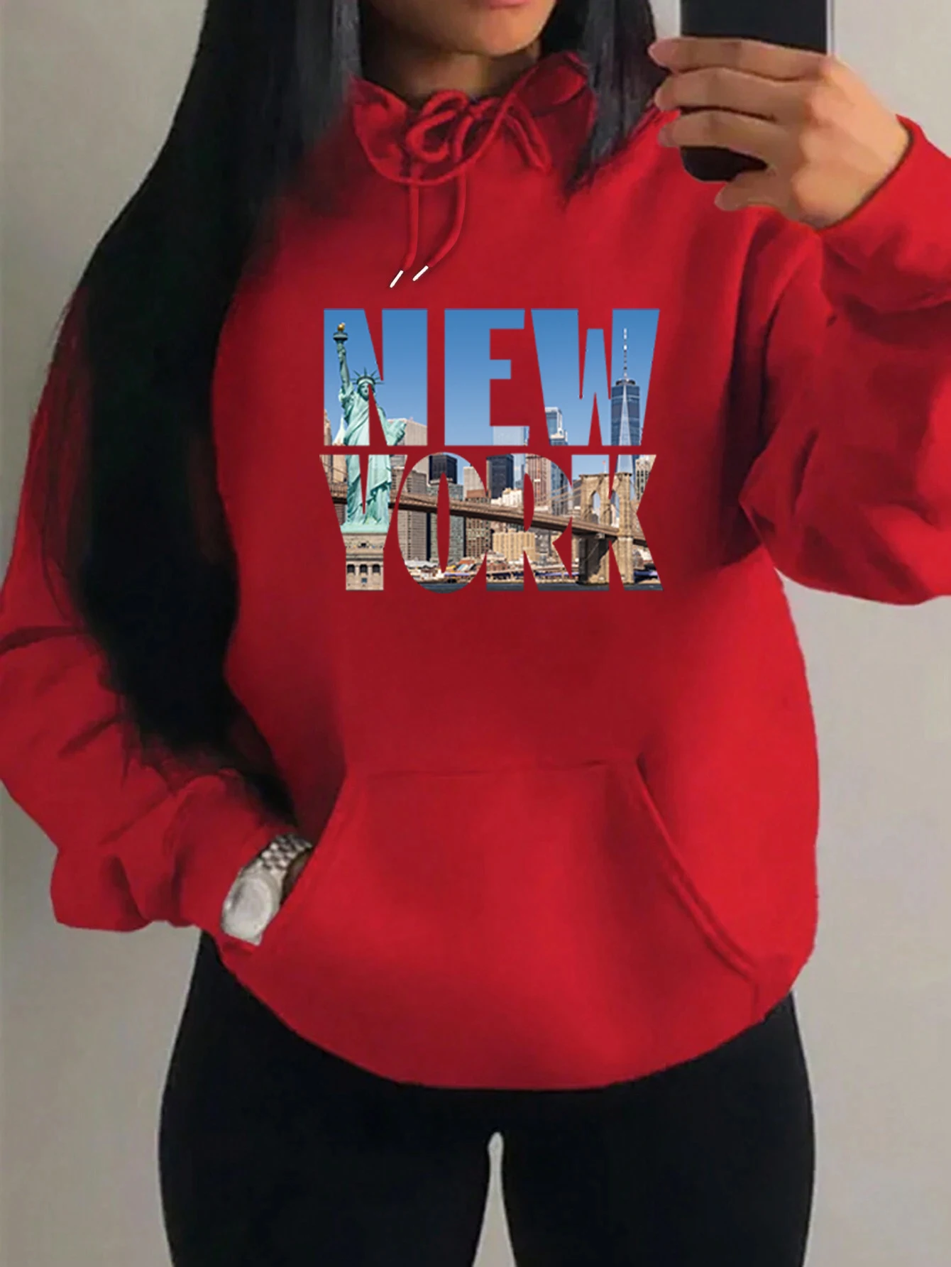 London Letters Filled With Scenerydesign Women Pullover Creativity Warm Hoodie Hip Hop Oversize Clothing Casual Unisex Hoody