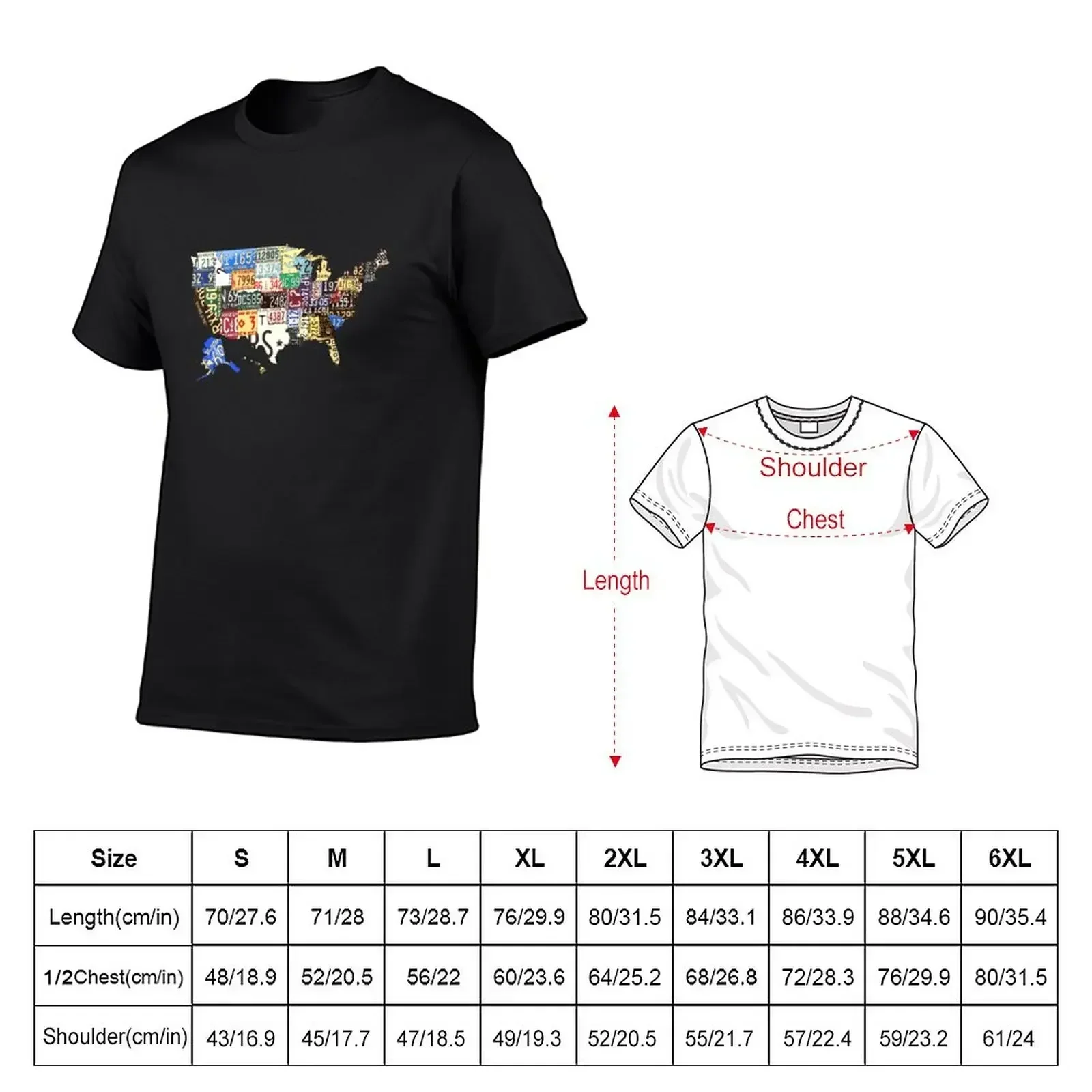 USA vintage license plates map T-Shirt hippie clothes summer clothes anime t shirt for men