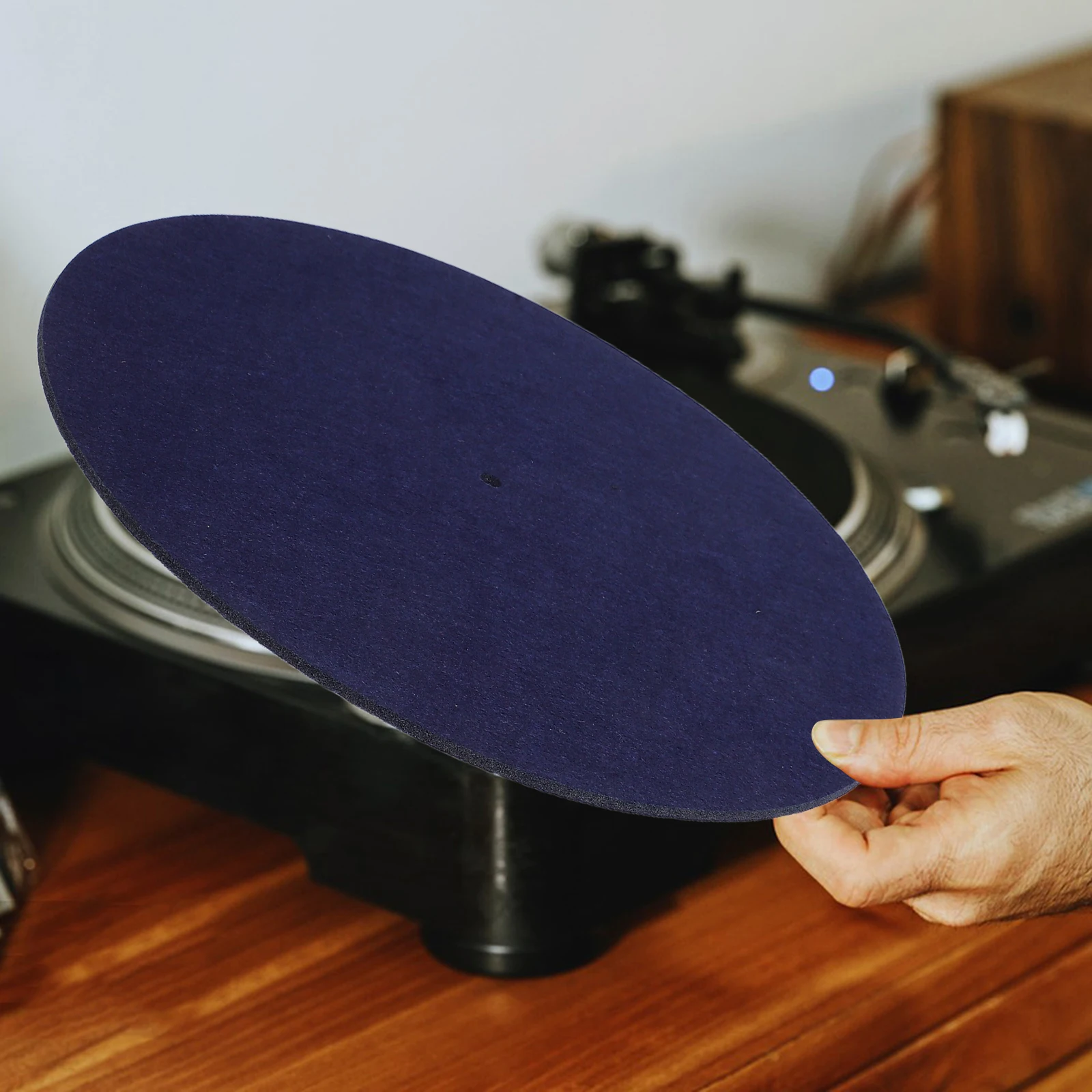 

1pc Turntable Mat Felt Platter Slipmat Anti Static Vinyl Record Player Pad Navy Blue Anti Vibration Phonograph Accessory